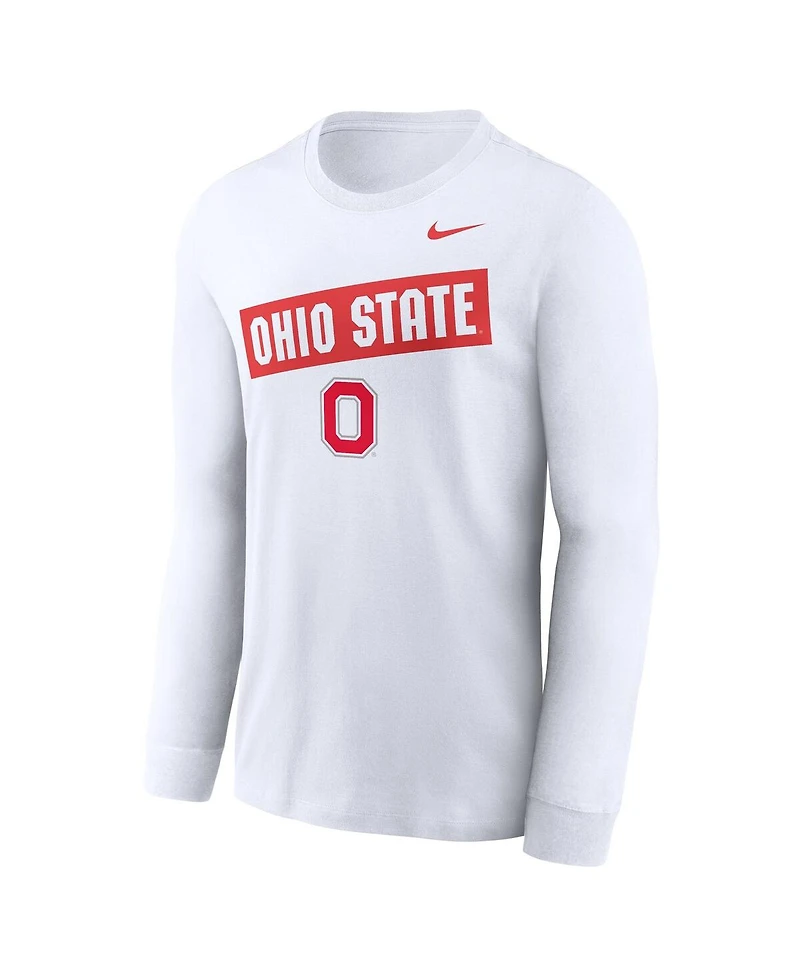 Nike Men's White Ohio State Buckeyes Two-Hit Classic Location Long Sleeve T-Shirt