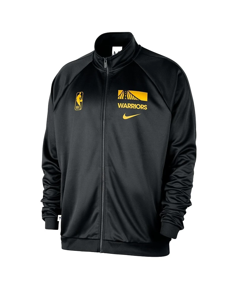 Nike Men's Black Golden State Warriors Courtside Pique Club Full-Zip Track Jacket