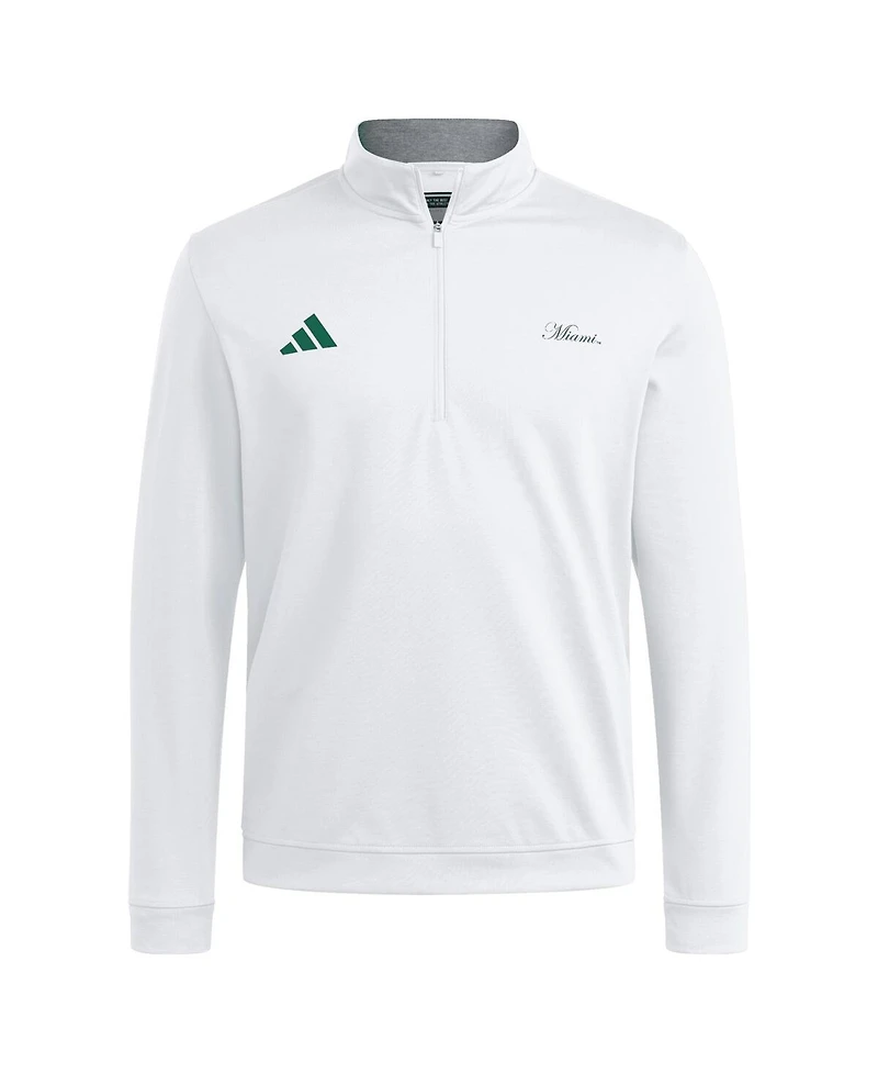 Adidas Men's White Miami Hurricanes Elevated Quarter-Zip Jacket