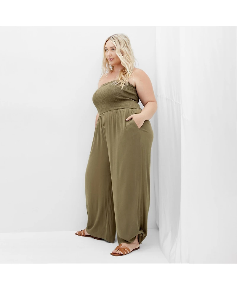 City Chic Plus Smocked Jumpsuit