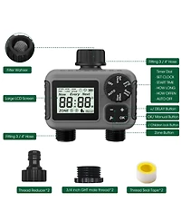 2 Zone Digital Water Timer Sprinkler Timer Outdoor for Lawn Garden Rain Delay Manual Automatic Watering
