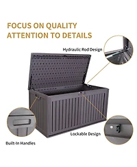 Mondawe 100 Gallon Resin Outdoor Deck Box Waterproof, Plastic Patio Storage Box with Side Handles