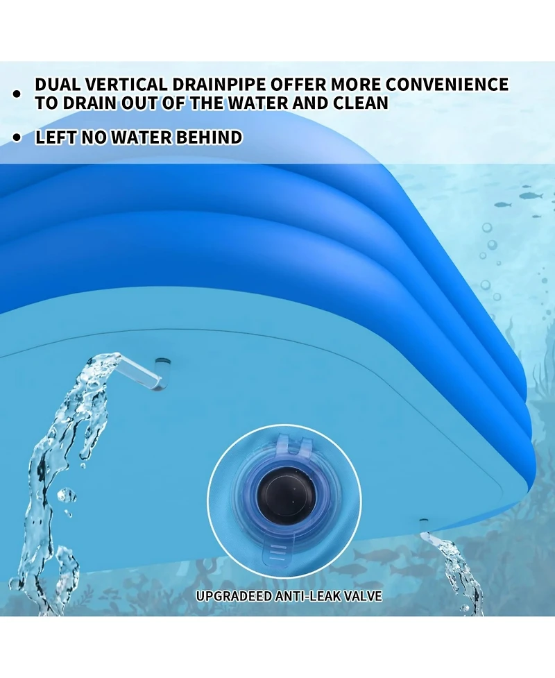 Inflatable Swimming Pool Kids Adults Blow up Pool Family Backyard 120" x 72" x 22" Blue