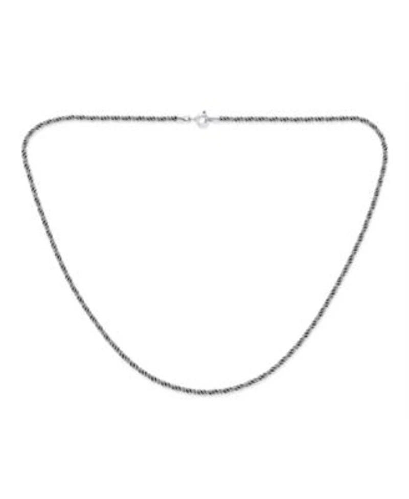 Bling Jewelry Bali Balinese Indonesian Black Oxidized .925 Sterling Silver Rope Twist Chain Necklace