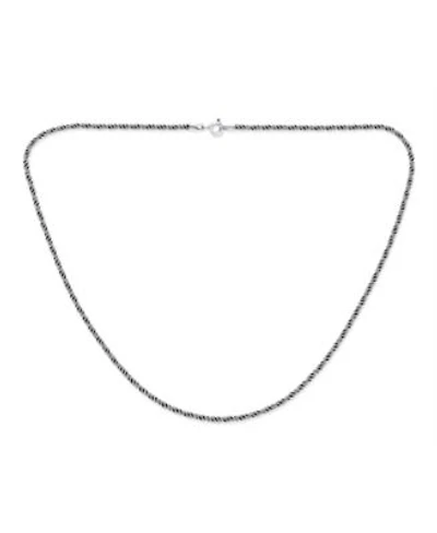 Bling Jewelry Bali Balinese Indonesian Black Oxidized .925 Sterling Silver Rope Twist Chain Necklace