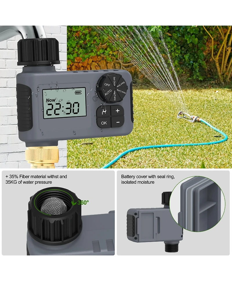 Sprinkler Timer Outdoor Programmable Water Timer for Lawn Garden Rain Delay Manual Automatic Watering