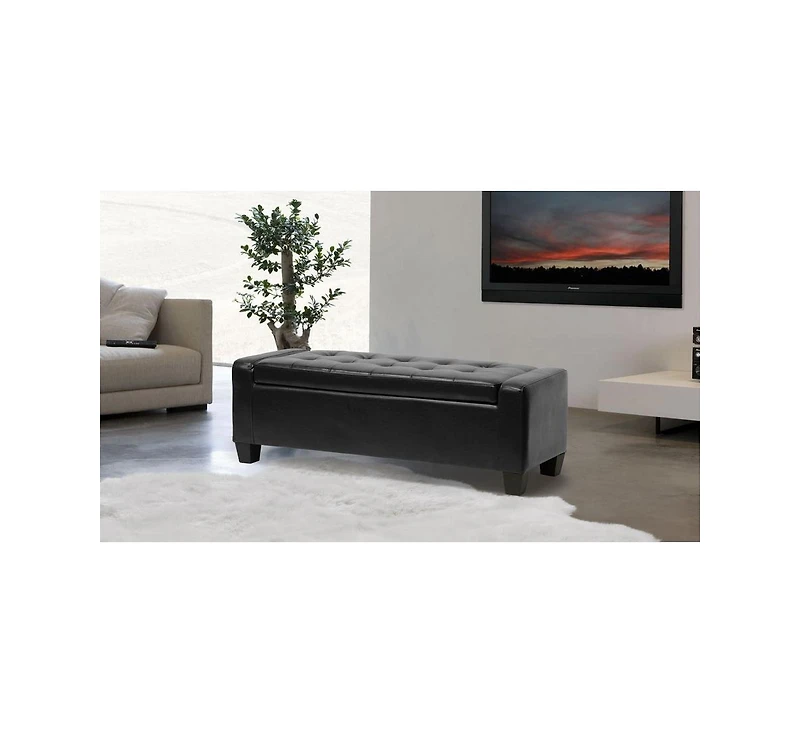Baxton Studio Manchester Black Ottoman