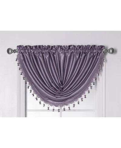 Kate Aurora 1 Piece Hyatt Rod Pocket Tasseled Lilac Crinkle Sheer Waterfall Window Valance