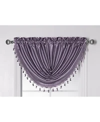 Kate Aurora 1 Piece Hyatt Rod Pocket Tasseled Lilac Crinkle Sheer Waterfall Window Valance