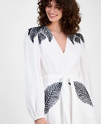 I.n.c. International Concepts Women's Palm Embellished Long-Sleeve Mini Dress, Macy's Exclusive
