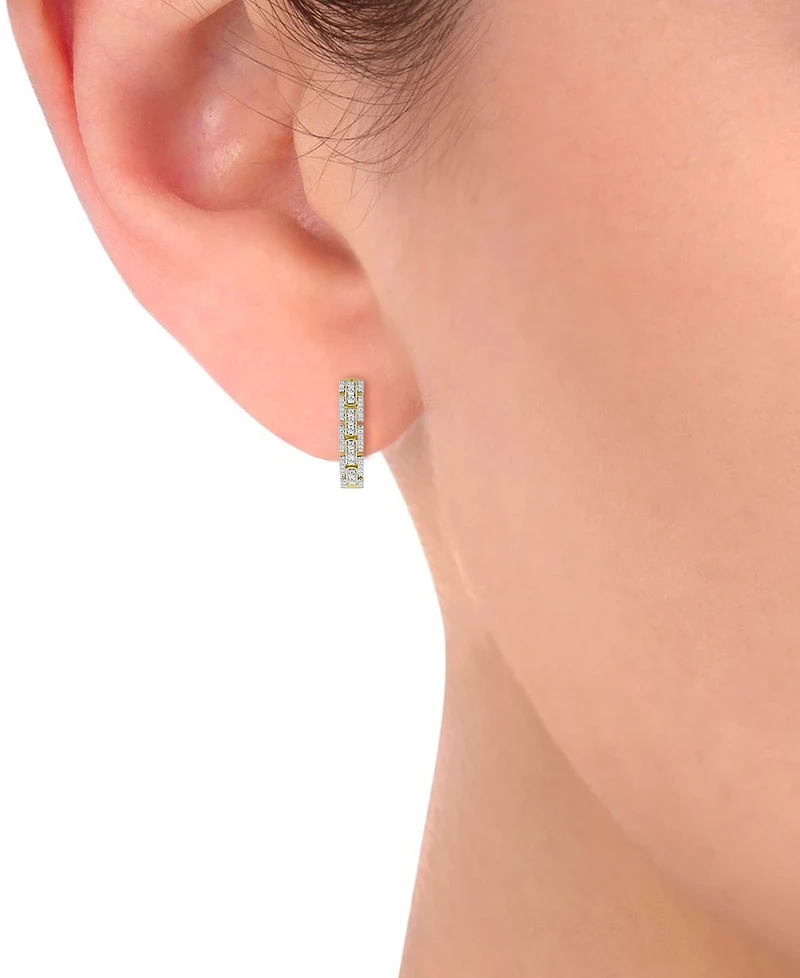 Diamond Triple Row Small Hoop Earrings (1/2 ct. t.w.) in 14k Gold