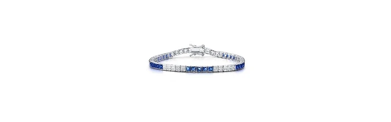 White Gold Plated with Colored Cubic Zirconia Tennis Bracelet