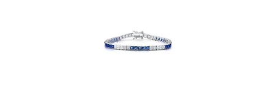 White Gold Plated with Colored Cubic Zirconia Tennis Bracelet
