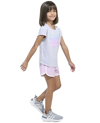 adidas Toddler and Little Girls 2-Piece Cap Sleeve Heather T-Shirt Woven Short Set