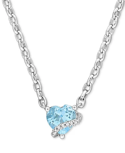 Gemstone Heart-Shaped Pendant Necklace Sterling Silver, 18"