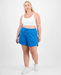 Id Ideology Plus Solid-Color Knit Pull-On Shorts, Exclusively at Macy's
