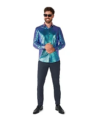 OppoSuits Men's Shirt - Long Sleeve Shiny Snake Gold