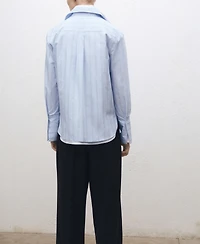 Mango Women's Regular Fit Striped Cotton Shirt