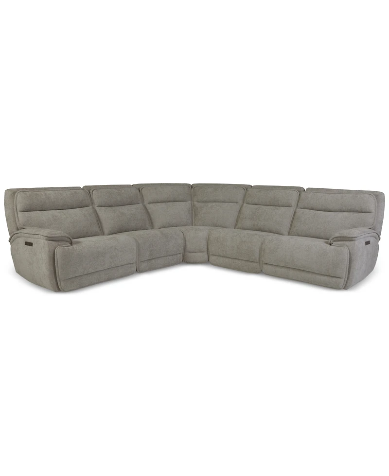 Ozryn -Pc. Fabric Sectional with 2 Power Motion Chairs