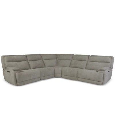 Ozryn -Pc. Fabric Sectional with 2 Power Motion Chairs
