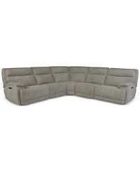 Ozryn -Pc. Fabric Sectional with 2 Power Motion Chairs