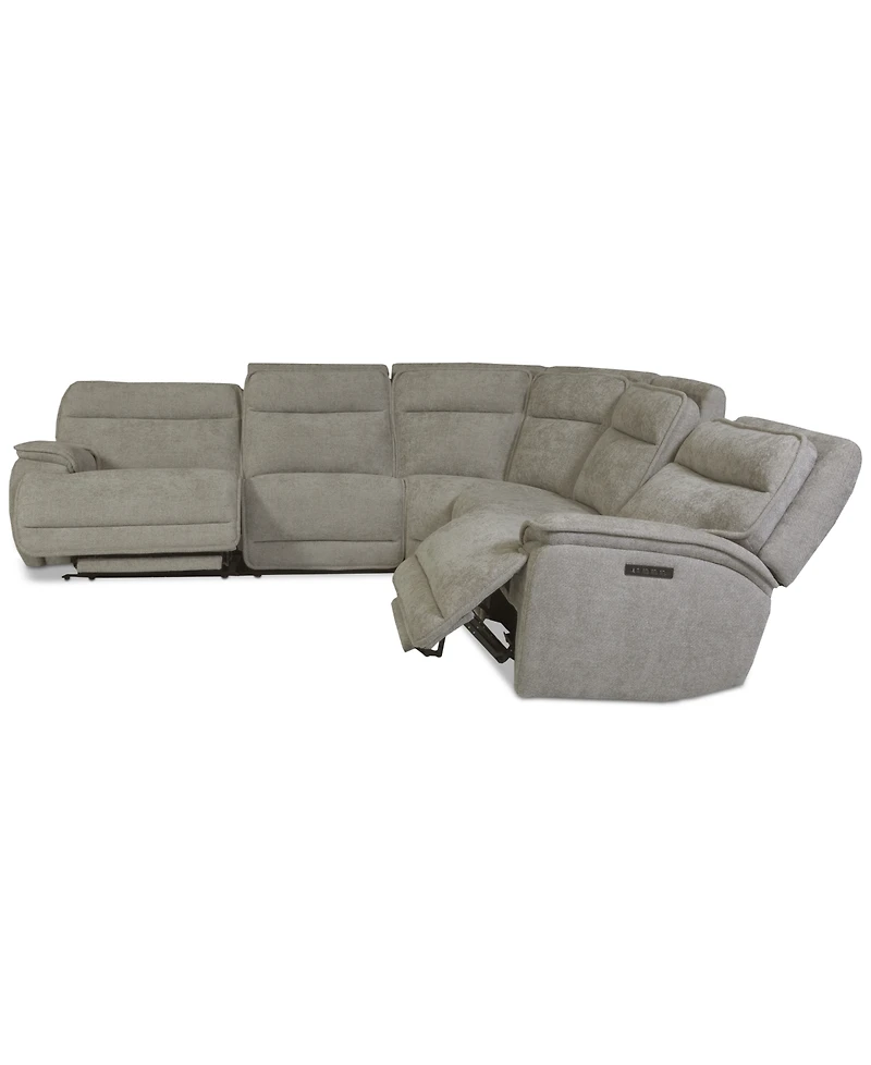 Ozryn -Pc. Fabric Sectional with 2 Power Motion Chairs
