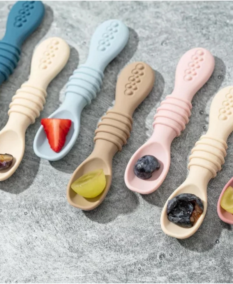Sperric Silicone Baby Spoons First Stage Infant Feeding Spoon for Led Weaning Bpa Lead Phthalate and Plastic Free, Great Gift Set Multicolor 6 Pa