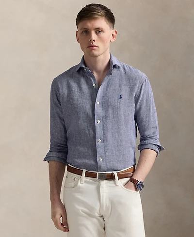 Polo Ralph Lauren Men's Classic-Fit Houndstooth Linen Shirt