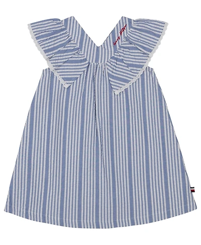 Tommy Hilfiger Toddler and Little Girls Ruffled Sleeve Seersucker Stripe Dress