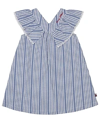 Tommy Hilfiger Toddler and Little Girls Ruffled Sleeve Seersucker Stripe Dress