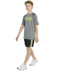 adidas Big Boys Raglan-Sleeve Graphic T-Shirt & 3-Stripe Shorts, 2 Piece Set