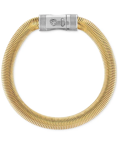Esquire Men's Jewelry Flat Snake Link Chain Bracelet in Gold-Tone Ion Plated Stainless Steel, Exclusively at Macy's