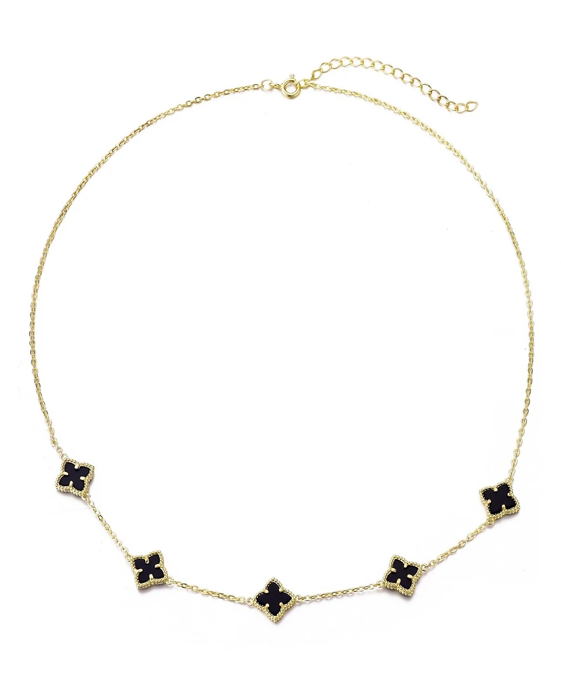 Adornia Gold Black Floral Station Necklace