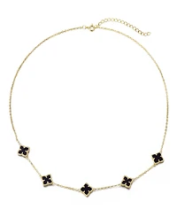 Adornia Gold Black Floral Station Necklace
