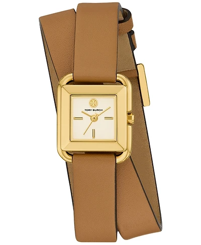 Tory Burch Women's The Kira Brown Leather Wrap Strap Watch 18mm