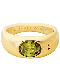 Michael Kors 14K Gold-Plated Brass Oval Stone Ring