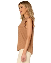 Democracy Petite Striped Flutter-Sleeve Top