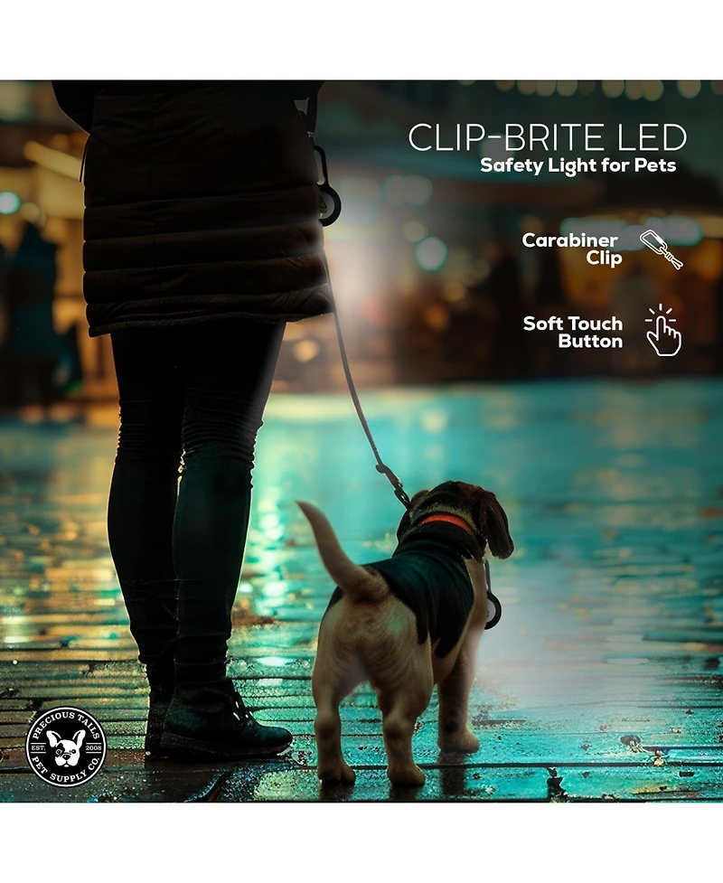 P.t. Supply Co. Clip-Brite Led Safety Light for Pets, High Visibility Clip-On Light for Dogs & Cats