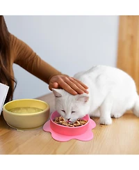 P.t. Supply Co. Lilac Small Flower-Shaped Silicone Pet Bowl with Non-Slip Suction Base