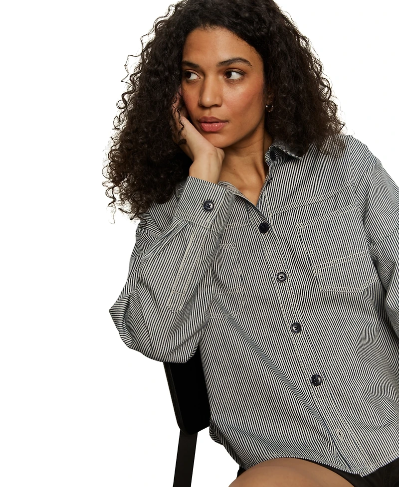 Sanctuary Women's Ivy Striped Cotton Button-Front Shirt