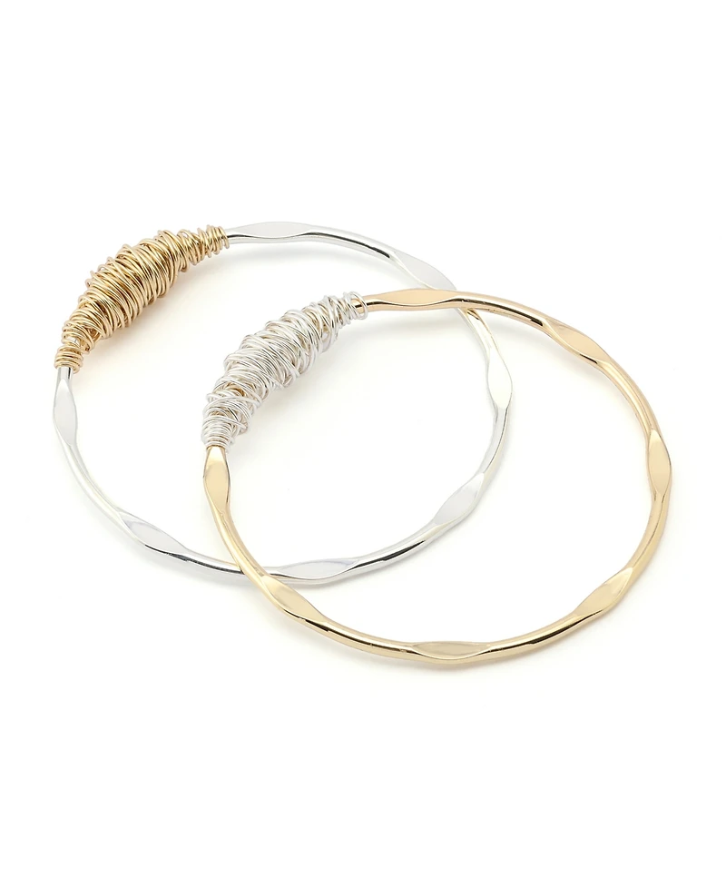 Robert Lee Morris Soho Two Tone Wire Wrapped Sculpted Bangle Bracelet Set