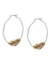 Robert Lee Morris Soho Two Tone Medium Wire Wrapped Sculpted Hoop Earrings