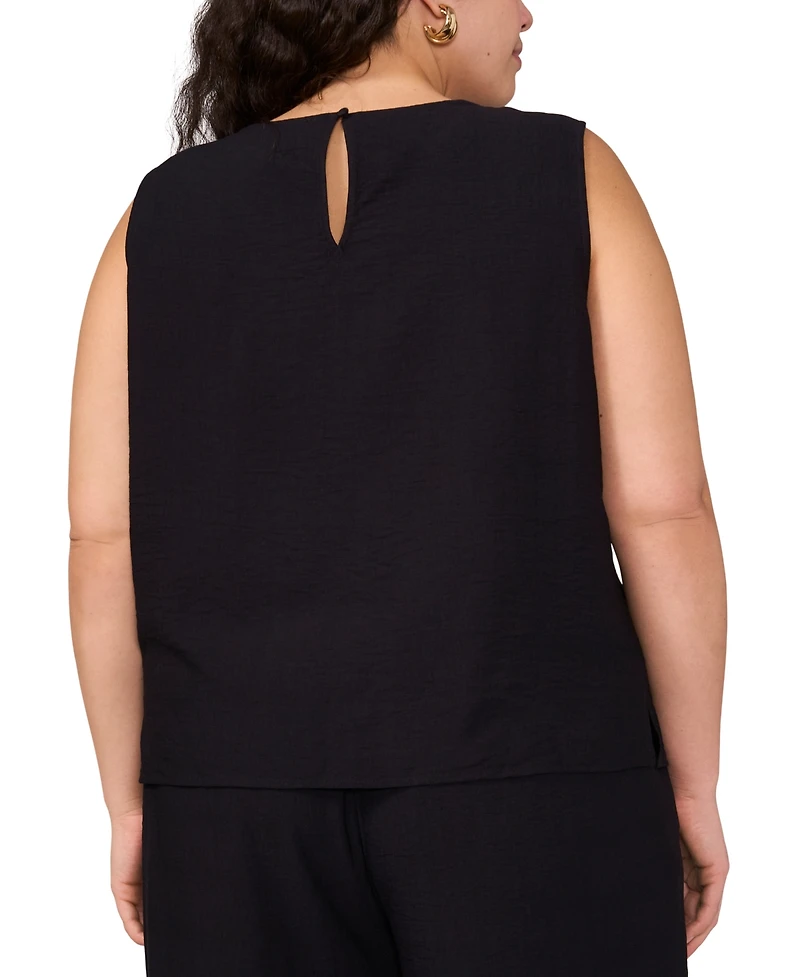Vince Camuto Plus Size Embroidered Crewneck Sleeveless Top