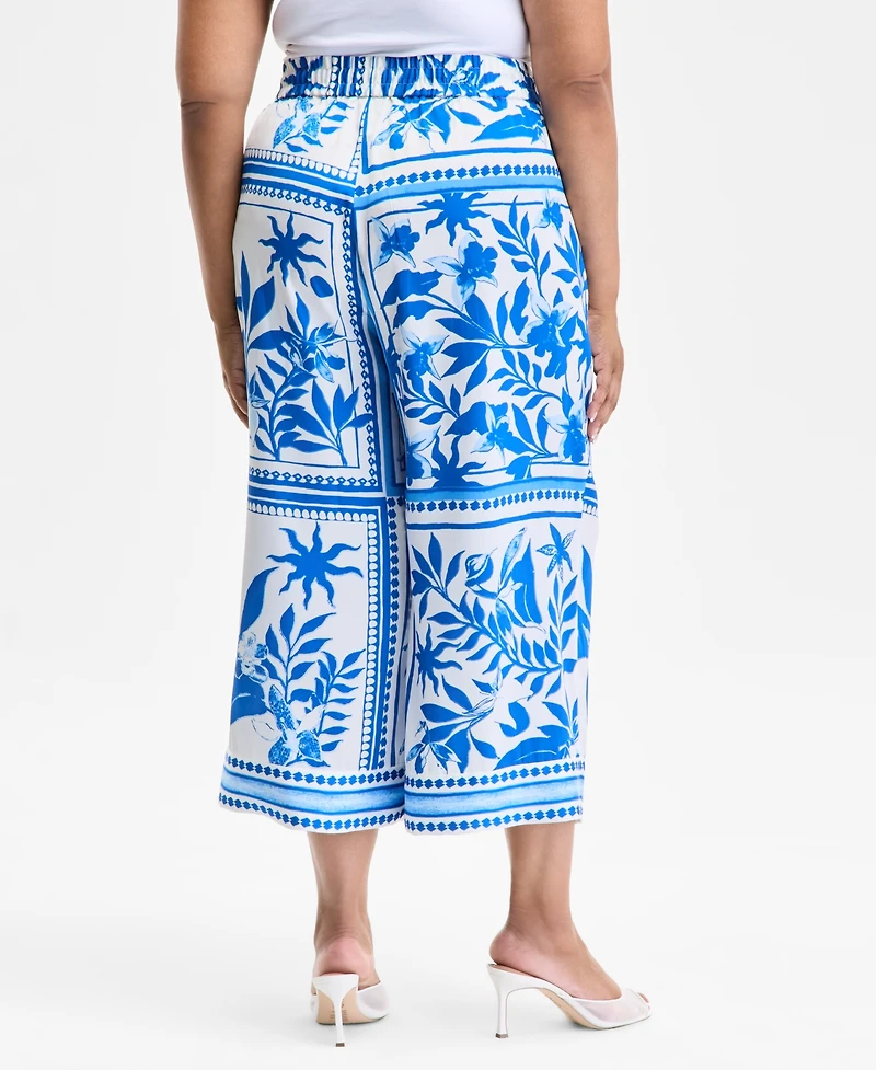 I.n.c. International Concepts Plus Drawstring Wide-Leg Pants, Exclusively at Macy's