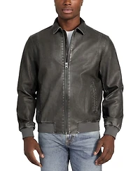 Guess Men's Aviator Relaxed-Fit Faux-Leather Bomber Jacket