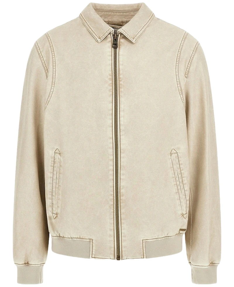 Guess Men's Aviator Relaxed-Fit Faux-Leather Bomber Jacket