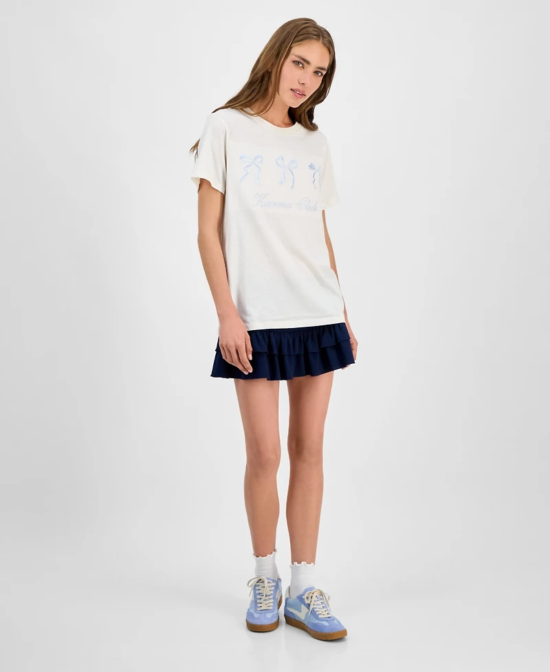 Grayson Threads, The Label Juniors' Karma Club Bow Graphic T-Shirt