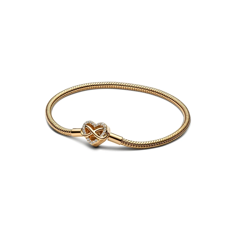 Pandora 14K Gold-Plated Sparkling Infinity Heart Clasp Snake Chain Bracelet