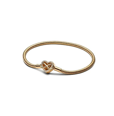 Pandora 14K Gold-Plated Sparkling Infinity Heart Clasp Snake Chain Bracelet