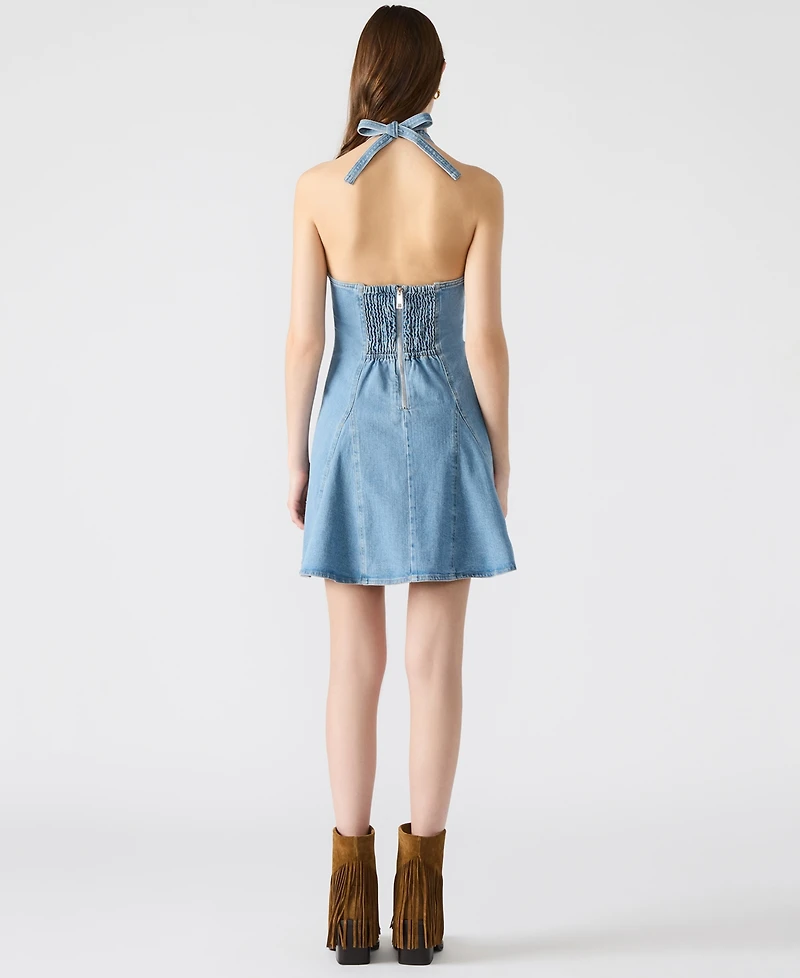 Steve Madden Women's Malia Stretch Denim Halterneck Dress